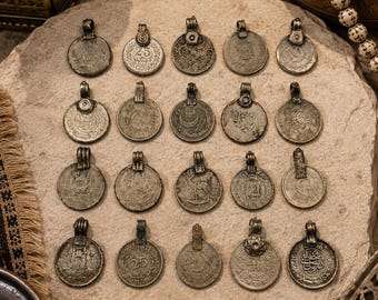 20 Vintage Afghan Coin Pendants, Ethnic Coin Pendants