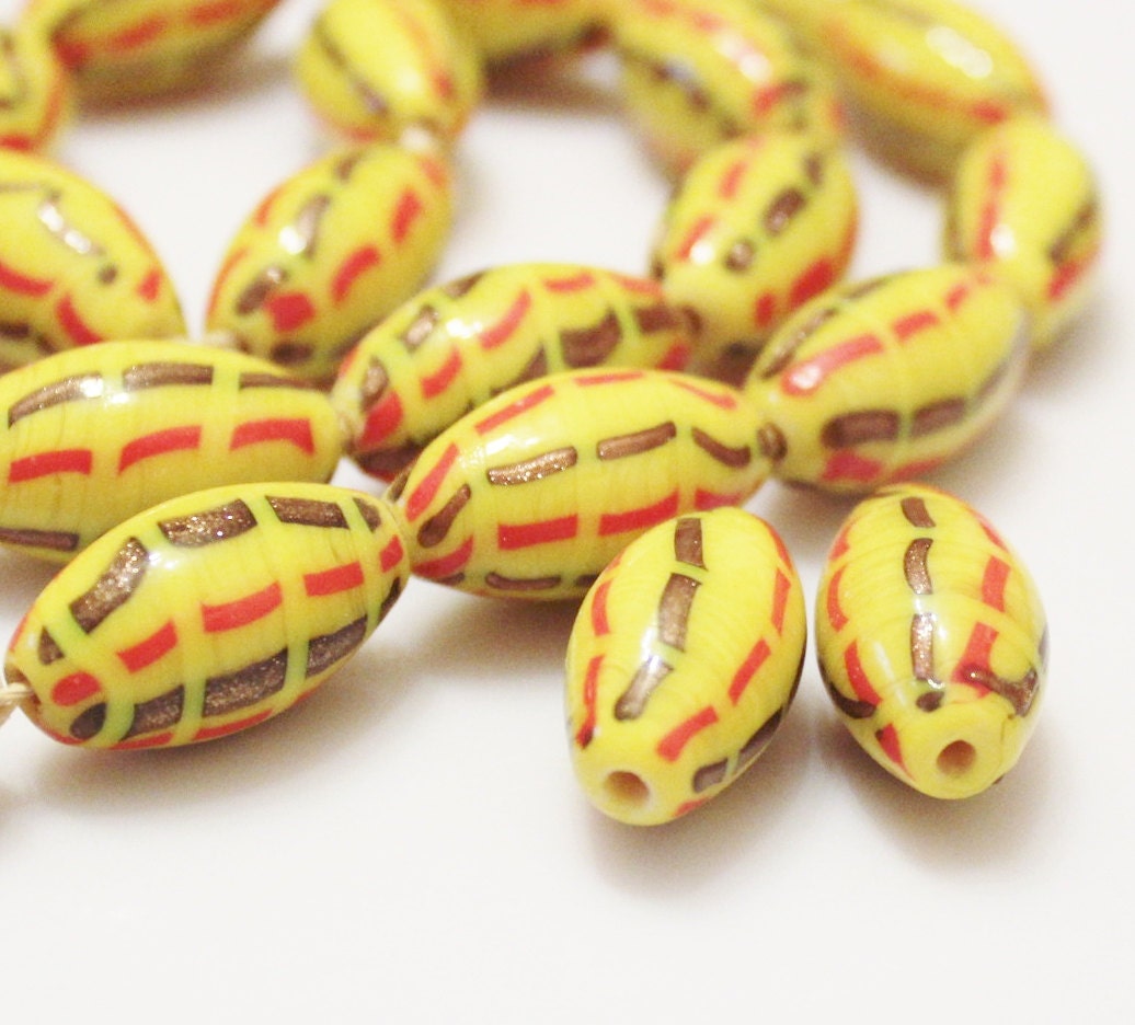 Yellow African Glass Beads 10 Unique Beads Ethnic Jewelry | Etsy