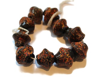 Speckled Glass Beads from India, Ethnic Jewelry Supplies, African Trade Beads (AZ811)