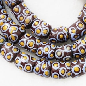Large African Recycled Glass Beads, 10 Krobo Beads, Colorful African Beads (A22)