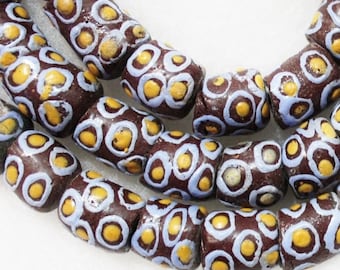 Large African Recycled Glass Beads, 10 Krobo Beads, Colorful African Beads (A22)