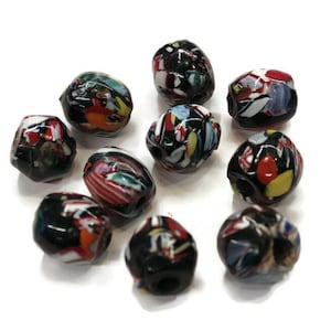 10 Large Vintage India Trade Beads, Recycled Glass Beads, Unique Ethnic Beads (BK45)