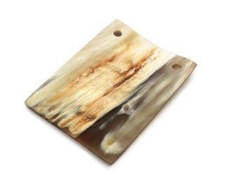 Large Rustic Rectangle African Horn Pendant 95x67 mm (AZ759)