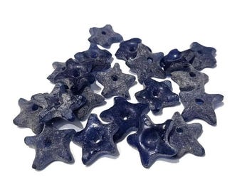 20 Blue African recycled glass star beads|large African beads|eco friendly beads|ethnic beads (BK264)