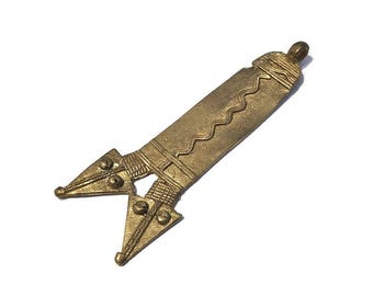 Double Snake African Pendant 140X30 mm, Ethnic Pendant, Jewelry Making Supplies  (BK259)