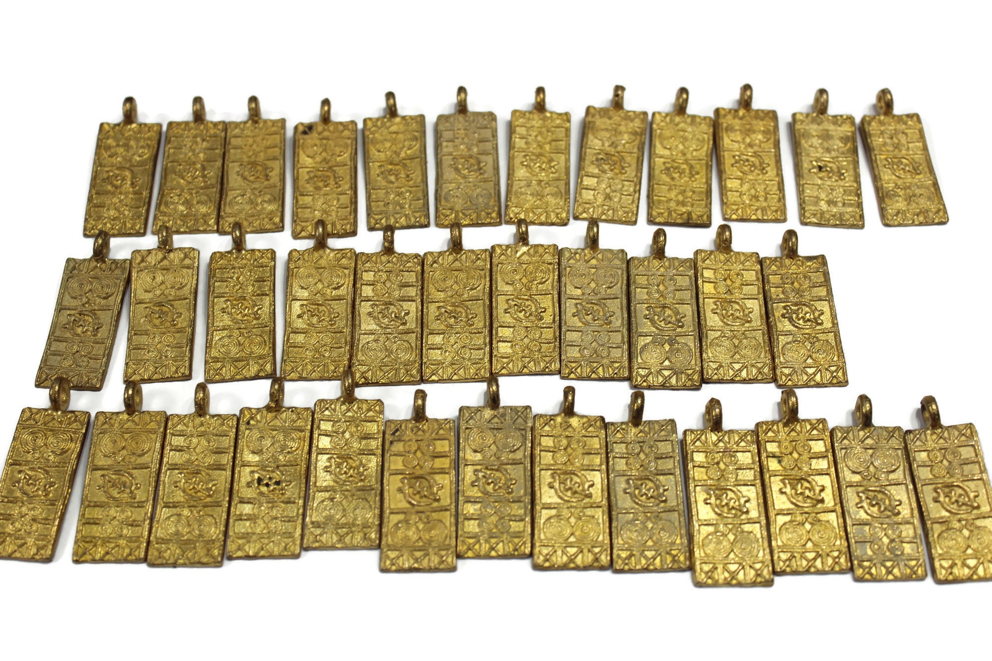 African Adinkra Brass Pendant Gye Nyame 52x20 Mm, Tribal