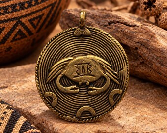 African Brass Crab Pendant 62X53 MM,Ethnic Pendants, Tribal Jewelry Supplies