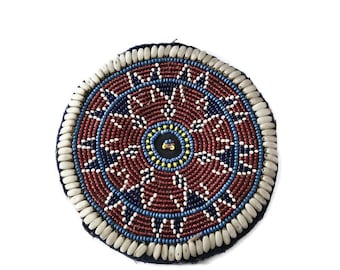 Extra Large Kuchi Afghani Beaded Patch 15 cm, Jewelry Supplies, Boho Gypsy Patch, Gul Medallion Ethnic Tribal (BL1)