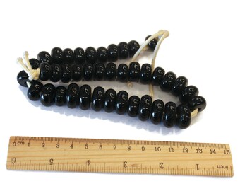 40 Black Rondelle Lampwork Beads Handmade in India (AZ773)