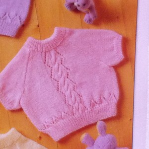 UK/EU SELLER pdf Modern Baby 4-ply Knitting Pattern Cardigan Long/Short Sleeve Sweater 3-for price of one. Lacey & cable. Stylecraft 4848 image 3