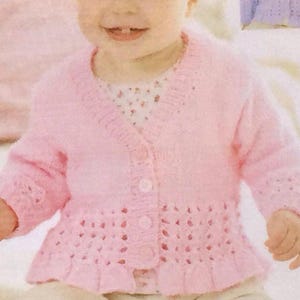 UK/EU SELLER pdf knitting instructions Baby Girl 2x lacy cardigans with frills. Sirdar 1888. Fits 0-7 years Chest 41-66cms (16-26&quot;)