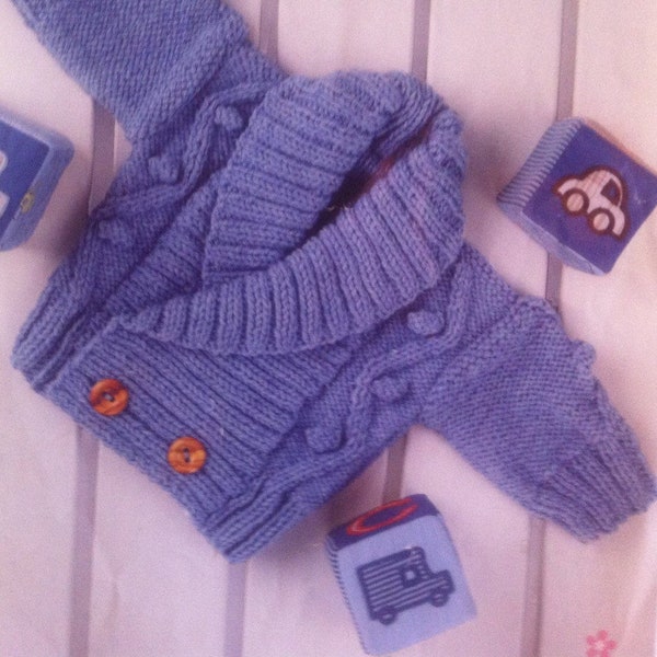 UK/EU SELLER Baby Aran pdf Knitting Pattern, Baby Girl/Boy, Jacket/Cardigan, Aran knitting wool. 16-24".