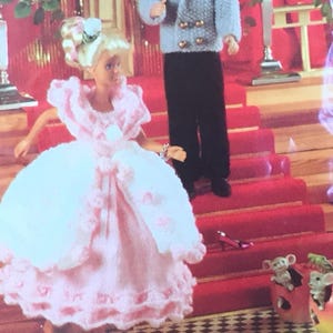 UK/EU SELLER Vintage pdf Fashion Dolls knitting pattern Cinderella Ballgown Prince Charming Jacket Trousers Bowtie 4 Ply. Fits 11-13&quot;(28-33)