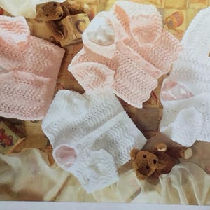 UK/EU SELLER Vintage pdf knitting instructions Choice of 4 Baby/Infant Cardigans Round & V-Neck or with collar. Dbl Knit. Fits 16-26&quot;Chest.