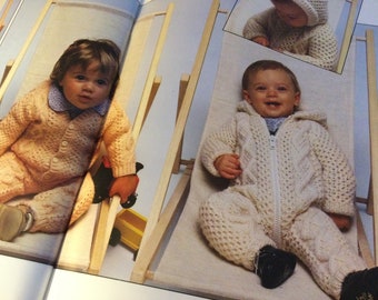 UK/EU SELLER Vintage pdf knitting pattern Baby Aran Jumpsuit Hood + Windcheater Trousers Aran Wool 6-18mth Chest 19-24”(48-61cms)