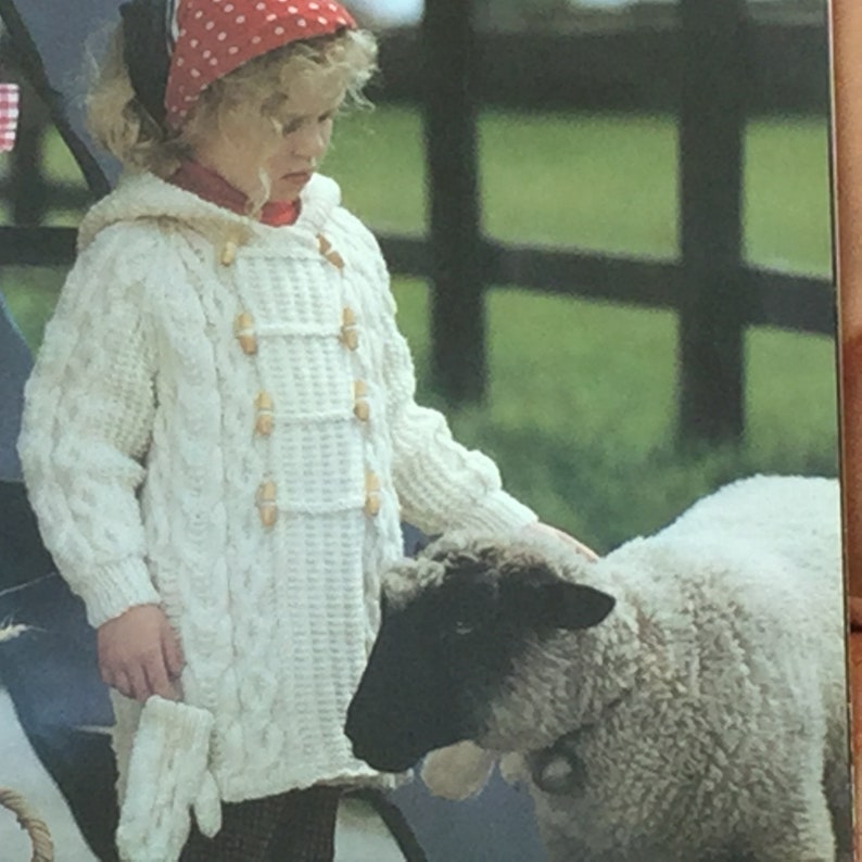 UK/EU SELLER Vintage Pdf Knitting Pattern Childrens Aran Duffle Coat