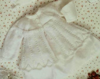 UK/EU SELLER Vintage pdf Newborn knitting pattern Gorgeous Matinee Jacket Bonnet Bootees. 4 Ply. Teddy 7147.  Chest 14-18&quot; (35-45cms)