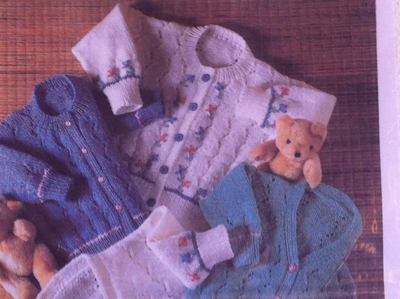 Uk Seller Vintage Pdf Baby Knitting Pattern Gregory Kassapian Round V Neck Cardigans With Embroidery As Illustrated Fits 21 27 53 68c