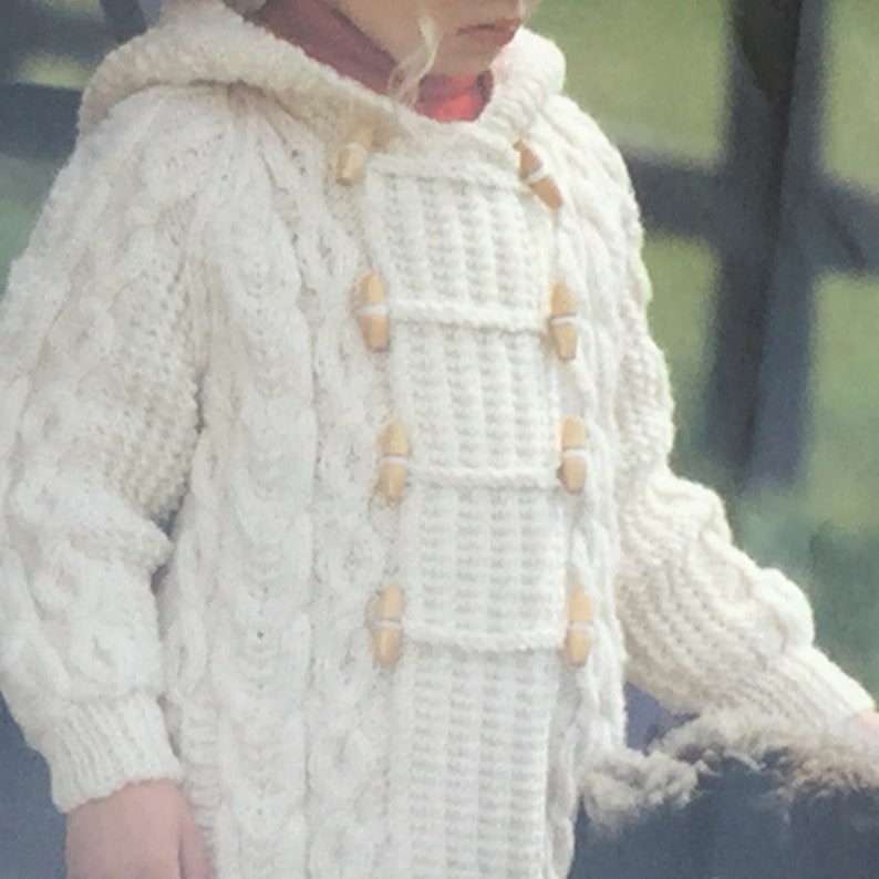 UK/EU SELLER Vintage Pdf Knitting Pattern Childrens Aran Duffle Coat