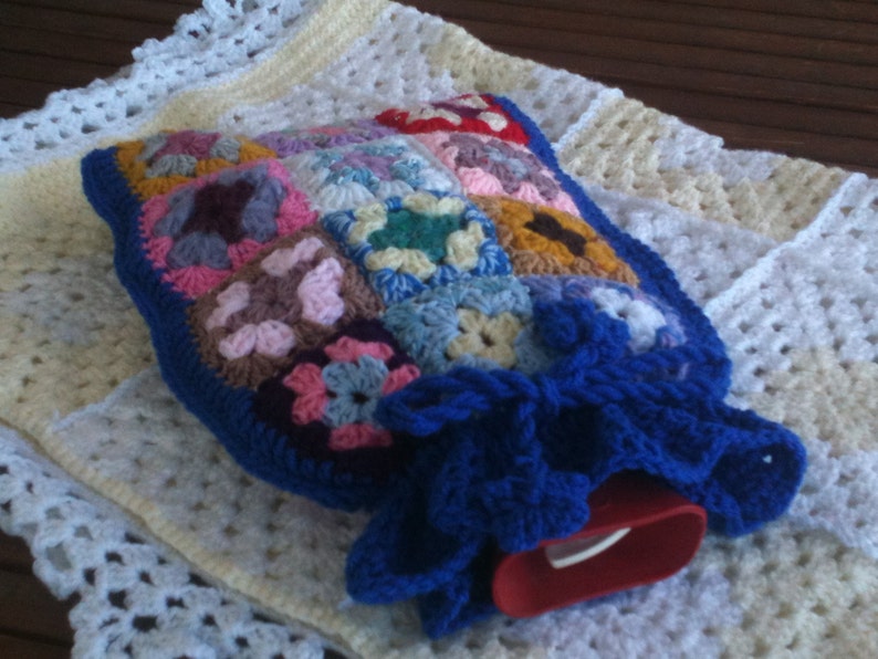 Hand Crocheted 24 Piece Granny Square Hot Water Bottle Cover - Etsy