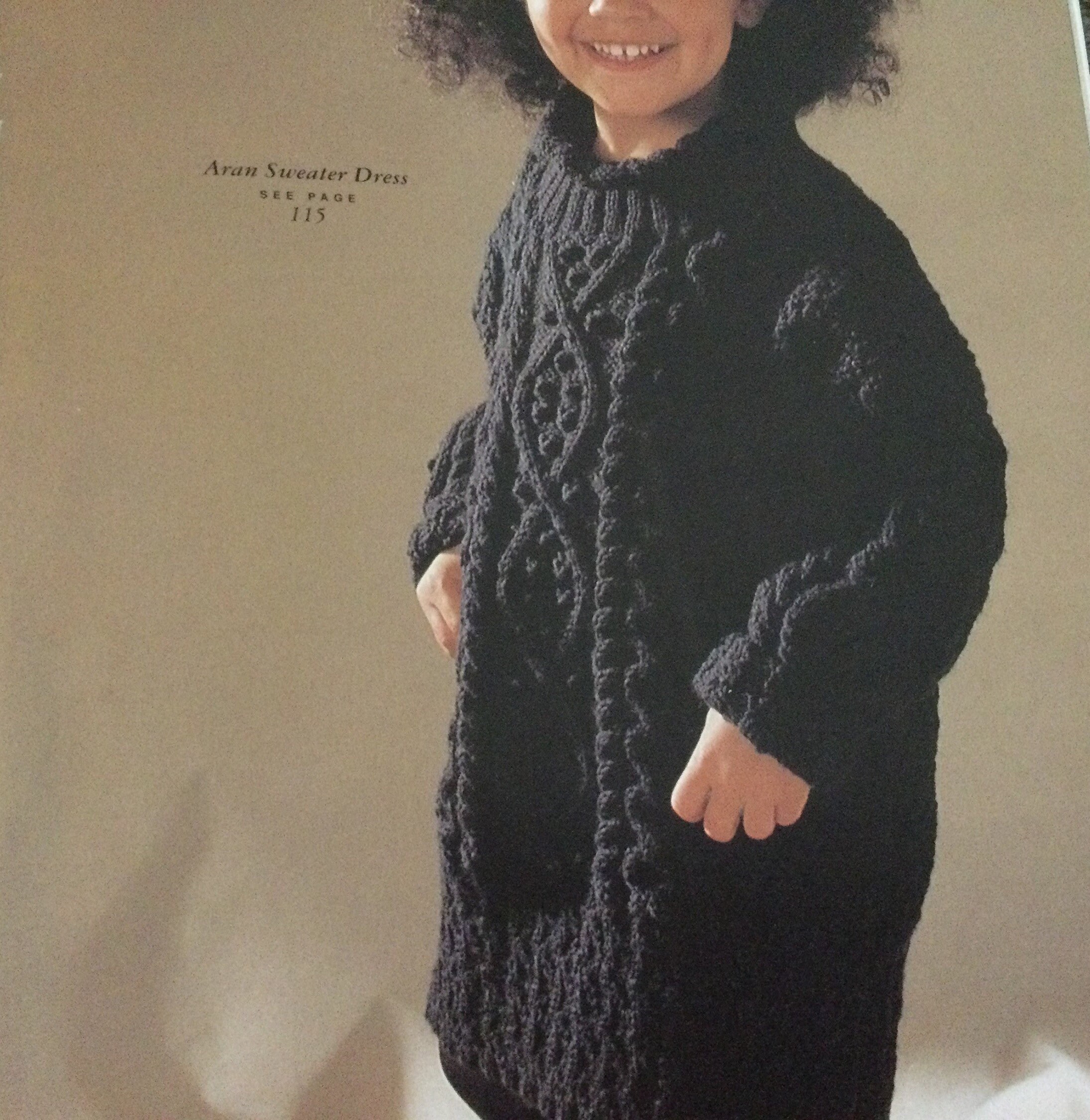 UK EU SELLER Vintage Pdf Knitting Pattern Childs Aran Sweater