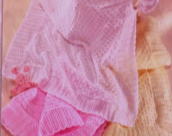 Sirdar Snuggly Shawl/Blanket PDF knitting pattern in double knit, 4ply & 3ply.  Makes a beautiful gift for the new baby.