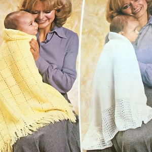 UK/EU SELLER Vintage pdf knitting instructions choice of 2 shawls, crochet square pattern optional fringe and knitted with lacy trim. 4-Ply.