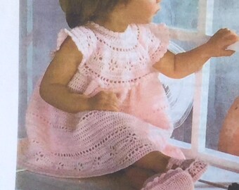 UK/EU SELLER Vintage pdf crochet pattern Cinderella Princess Special Occasion yoked lacy baby girls dress. Fits chest 18-22"(46-53cms) 3-Ply
