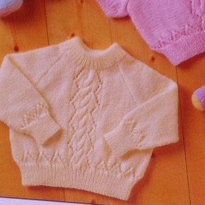 UK/EU SELLER pdf Modern Baby 4-ply Knitting Pattern Cardigan Long/Short Sleeve Sweater 3-for price of one. Lacey & cable. Stylecraft 4848 image 4