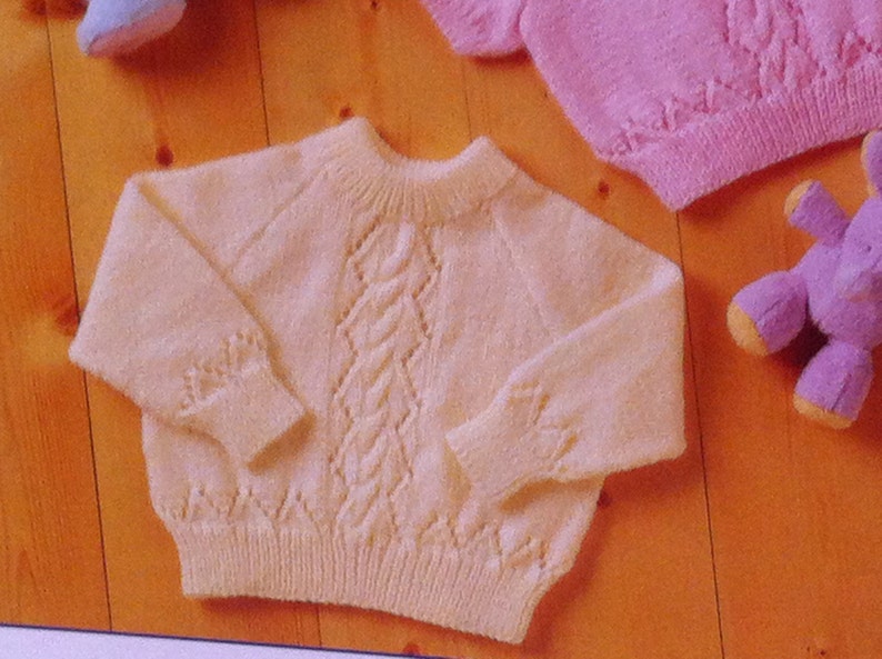 UK/EU SELLER pdf Modern Baby 4-ply Knitting Pattern Cardigan Long/Short Sleeve Sweater 3-for price of one. Lacey & cable. Stylecraft 4848 image 4