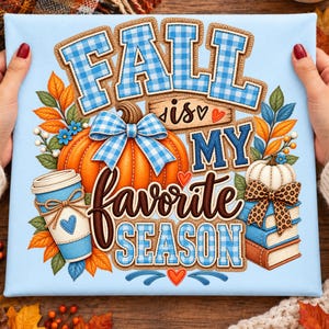 Herbst-PNG, Herbst ist meine Lieblingsjahreszeit-PNG, Herbstliche Patchwork-Buchstaben-PNG, Herbstliche Kürbisse mit Polka-Dots im Preppy-Stil, Herbst-PNG im Used-Look