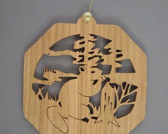 Beaver wood ornament handmade rustic gift from Canada