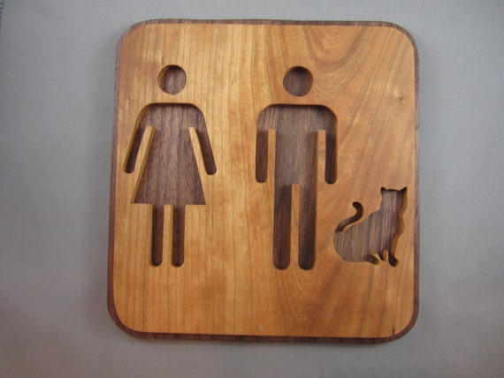 Bathroom Sign With Cat