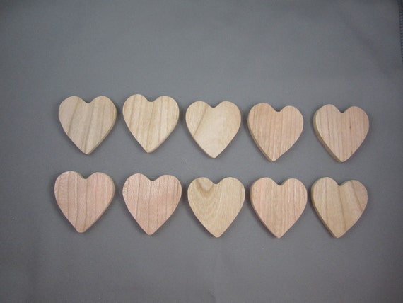 10  2" Cherry Wood Hearts