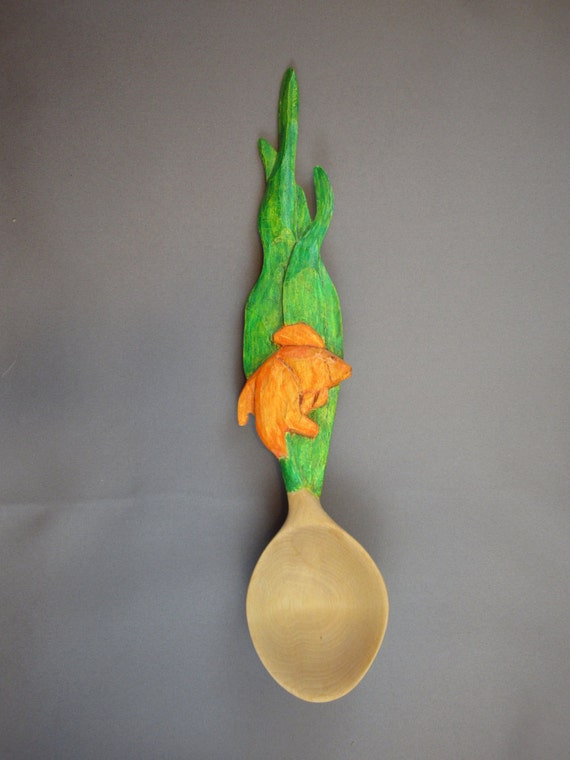 Hand Carved Goldfish Spoon