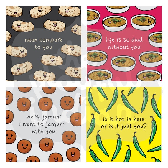 Set of 4 Funny Indian Food Pun Coasters New Home House - Etsy