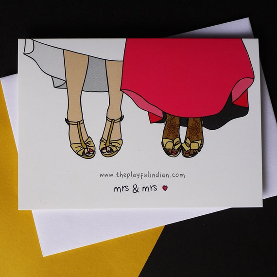 Carte De Voeux De Mariage Celebration Indienne Mariage Gay Mme Etsy
