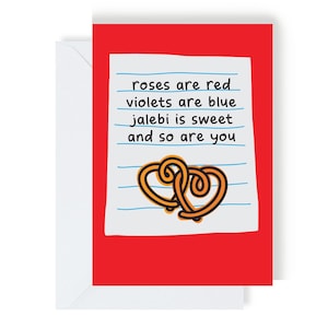 Roses Are Red – Jalebi Is Sweet Card - Funny Indian Food Card | Birthday, Anniversary, Valentine&#39;s Card