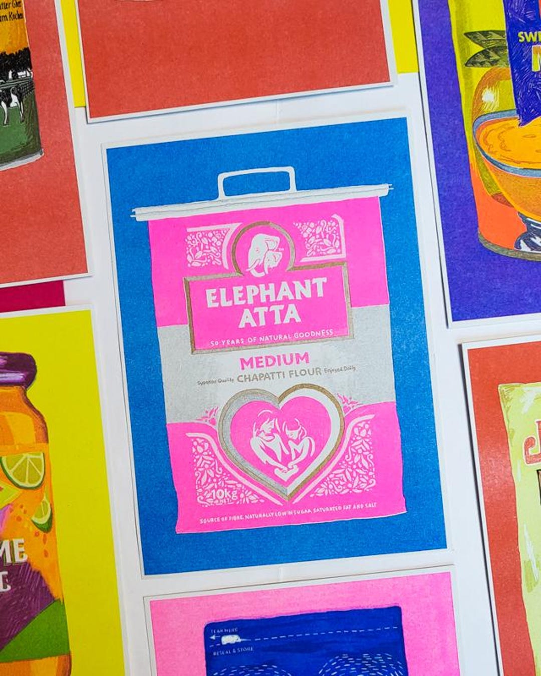 Elephant Atta - A5 Risograph Print - Etsy, image size:1080x1350