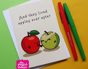 Appley Ever After Wedding Congratulations Greeting Card For Newly Wedded Couple - Punny, Funny, Cute