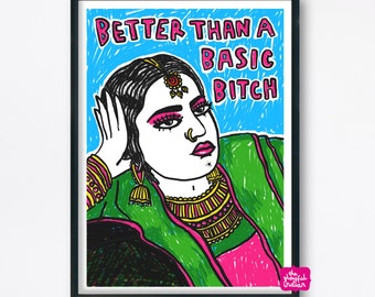 Basic Bitch A4 Risograph Print