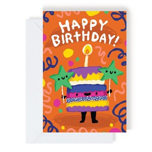 Happy Birthday Cake (orange) Greeting Card