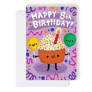 8歳のお誕生日おめでとう 子供向けグリーティングカード
