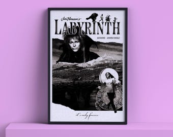 ラビリンス映画ポスター｜デヴィッド・ボウイ ファンタジーアートプリント（マット仕上げ）