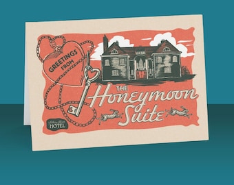 Hokum Movie Inspired Card | Retro Horror Hotel Art (270gsm Paper)