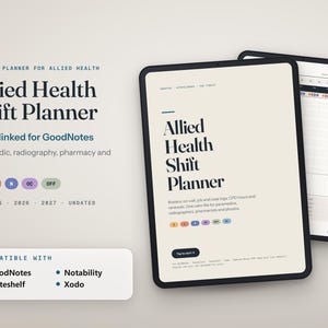 Allied Health Shift Planner | Hyperlinked GoodNotes Planner (2026-2027)