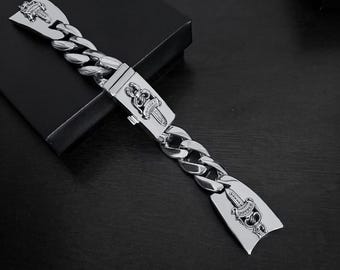Reloj Bend de plata de ley S925, joyería gótica.