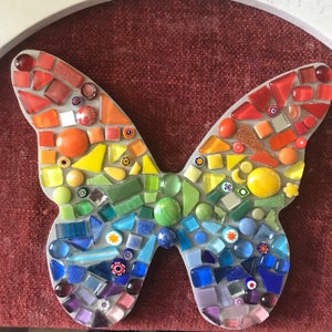 Rainbow, Mosaic Rainbow Butterfly, garden ornament, Mothers Day Gift, yard art, outdoor decor, wall hanging, rainbow, autism, lgbgtqi, image 5