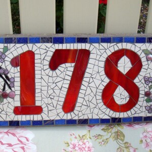 Custom Mosaic House Number, Sign, Plaque, Street Address, Yard Art, Bespoke Number,Digit, Outdoor,Wall hanging,ornament,Glass,door number, 3 image 4