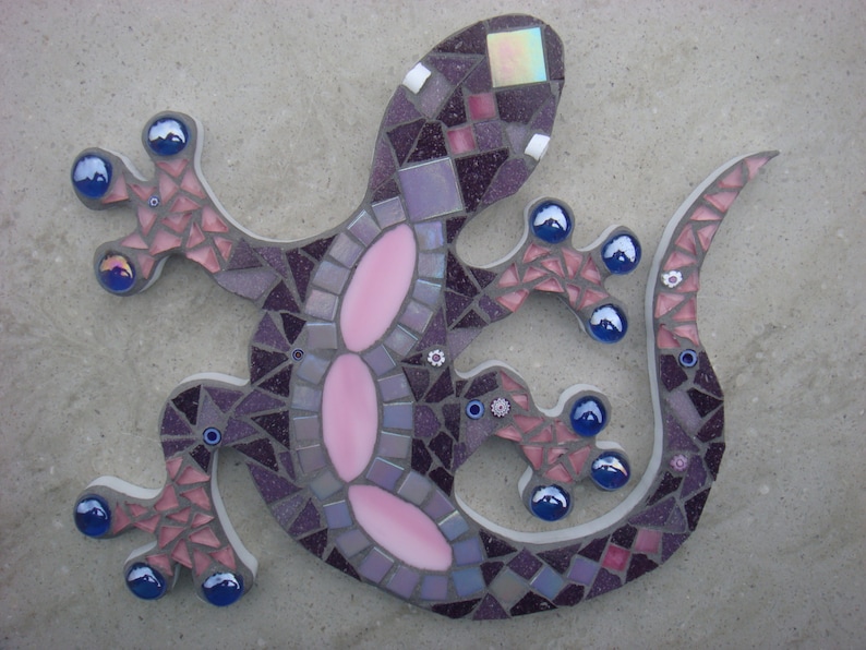 Gecko Lizard Mosaic Garden Ornament Wall Plaque Hanging | Etsy